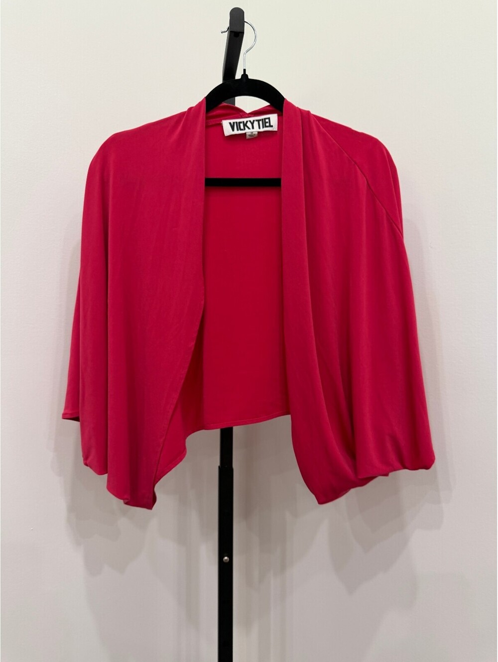 Vicky Tiel Red Open Front Draped Cardigan 1X